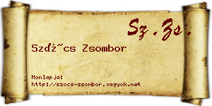 Szőcs Zsombor névjegykártya